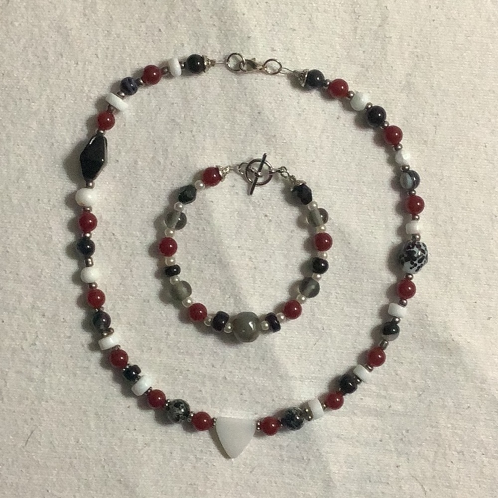 Beaded Necklace & Bracelet/Anklet Set